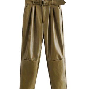 Leather bract leather trouser woman